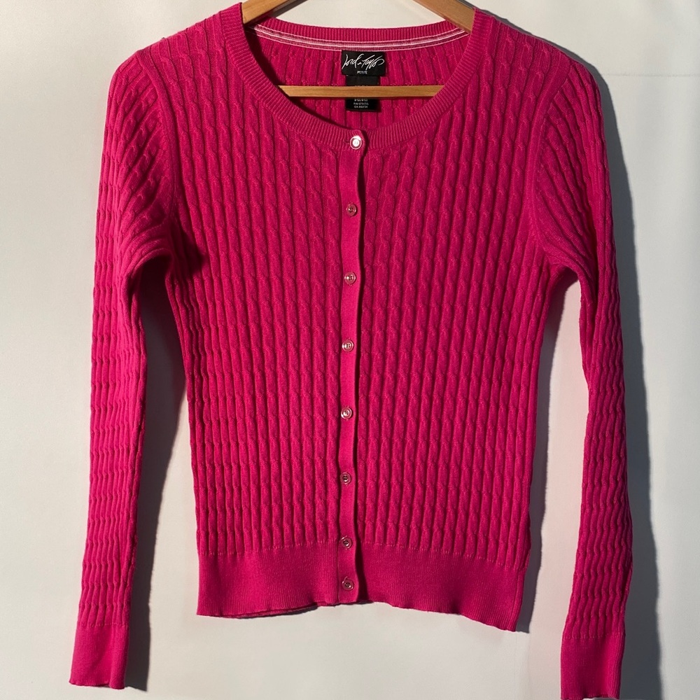 Lord & Taylor Vibrant Pink Knit Cardigan